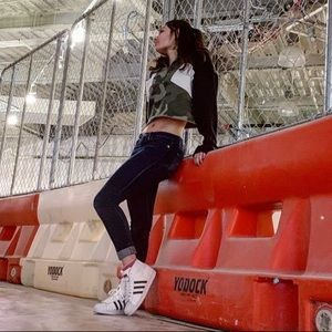 Hollister camo quarter zip crop top